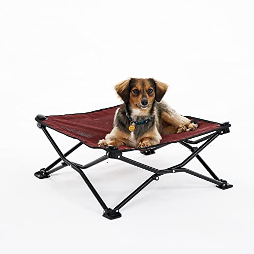 Coolaroo On-The-Go Elevated Dog Bed - Foldable Pop-Up Travel Dog Bed with Breathable, Moisture-Resistant Fabric, Carry Bag Included, Lightweight & Portable, Brick, Standard - color: Brick, style: Standard