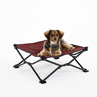 Coolaroo On-The-Go Elevated Dog Bed - Foldable Pop-Up Travel Dog Bed with Breathable, Moisture-Resistant Fabric, Carry Bag Included, Lightweight & Portable, Brick, Standard - color: Brick, style: Standard