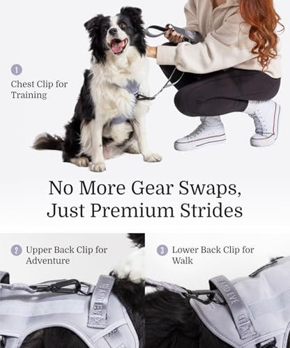 2026 New Edition, Fei & Eve Classic Dog Harness - Quick-Release Buckles | 3-Point No-Pull Control | Heavy-Duty 900D Nylon | Dual Safety Handles | Breathable Mesh | Adjustable Fit | Medium,Gray - color: Twilight Gray, size: M