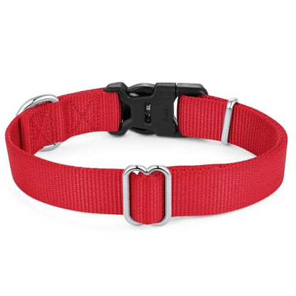 Mikivery Nylon Dog Collar with Quick Release Buckle Soft Adjustable Sturdy for Small Medium Large Dogs Red,M - color: Red, size: M：13"-20"