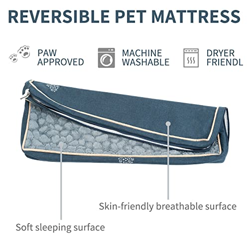 VANKEAN Waterproof Dog Pad Bed Mat Reversible (Warm&Cool), Removable Washable Cover & Waterproof Inner Lining, Pet Mattress for Cats and Dogs, Joint Relief Crate Bed, Navy - size: Medium