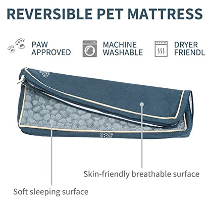 VANKEAN Waterproof Dog Pad Bed Mat Reversible (Warm&Cool), Removable Washable Cover & Waterproof Inner Lining, Pet Mattress for Cats and Dogs, Joint Relief Crate Bed, Navy - size: Medium