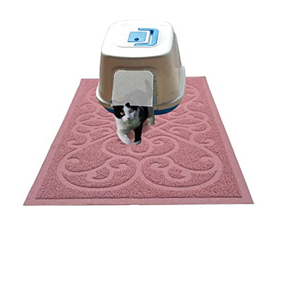 PetLike Cat Litter Box Mat, Thick Kitty Litter Trapping Mat, Durable,Waterproof &Washable with Non-Slip Backing, Soft on Kitty Paws and Easy to Clean, BPA Free - color: Pink, size: 35x24