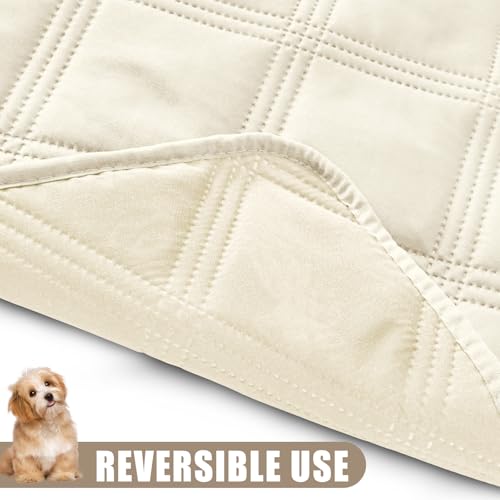 Smiry Waterproof Dog Bed Cover Blanket 30x53, Soft Reversible Pet Blanket, Washable Leakproof Cats Dogs Couch Cover for Sofa, Couch, Furniture, Beige/Beige - color: Beige/Beige, size: 30x53 Inch