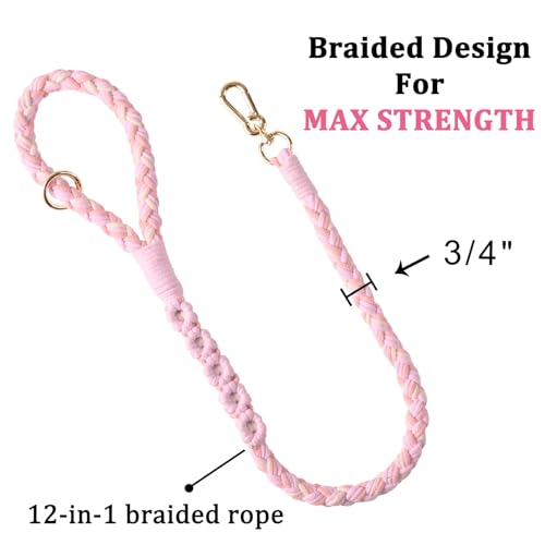 Double Dog Leash – Tangle-Free Dual Leash with 360° Swivel, Shock Absorbing Bungee, Reflective Stitching & Hand-Braided Main Rope (Supports Up to 440 lbs, Pink) - color: Pink