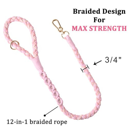 Double Dog Leash – Tangle-Free Dual Leash with 360° Swivel, Shock Absorbing Bungee, Reflective Stitching & Hand-Braided Main Rope (Supports Up to 440 lbs, Pink) - color: Pink