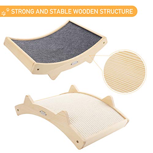 Double-Sided Sisal Cat Scratcher, Cat Scratchers for Indoor Cats with Natural Sisal + Carpet Cloth, Durable Solid Wooden Structure Scratch Pad, 16.5 x 10.8in