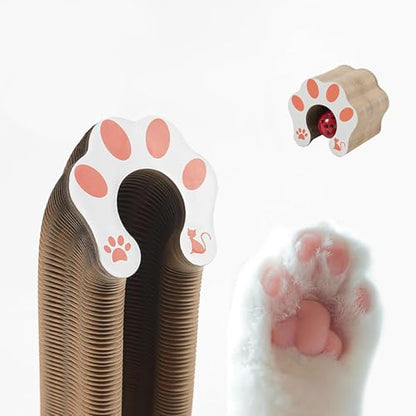 Kitty Curls Cat Toy, Magic Organ Cat Interactive Scratcher Cardboard with Bell Ball, Foldable & Changeable Accordion Shape Exercise Anxiety Relief Toy for Indoor Cats (2PCS) - size: 2 PCS