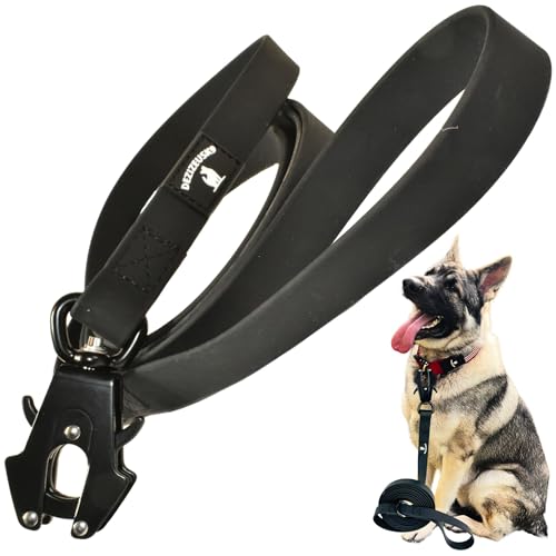 Heavy Duty Waterproof Dog Leash - Large Scissor Frog Quick Release Clasp, PVC Rubber Coated Nylon Training Lead for Large and X-Large Dogs, Odor Free, Durable, Easy to Clean, Nonslip Grip, Secure Hold - size: 6FTSM