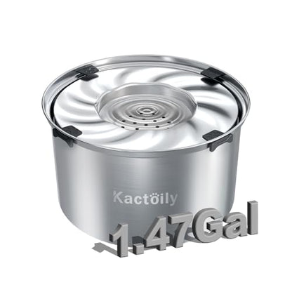 kactoily 1.47 Gal Stainless Steel Dog Water Bowl, 24 Cups Large No Spill Dog Bowl with Floating Disk, Splash Proof Slow Water Drinking for Messy Drinkers - color: Stainless Steel