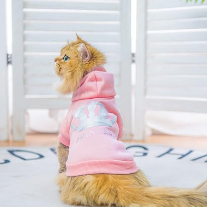 EXPAWLORER Princess Dog Soft Hoodie Sweater Fleece Sweatshirt Cold Weather Pet Clothes, Pink, Small Dog - color: Pink(Prinecss), size: Small