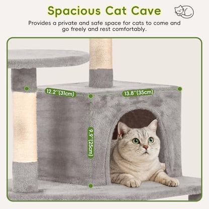Cat Tree 60.63 inches Cat Tower for Indoor Cats, Multi-Level Cat Condo Furniture with Scratching Posts, Plush Perches, Activity Center with Cozy Basket & Hammock for Cats (Light Gray) - color: Light Gray