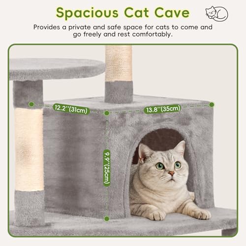 Cat Tree 60.63 inches Cat Tower for Indoor Cats, Multi-Level Cat Condo Furniture with Scratching Posts, Plush Perches, Activity Center with Cozy Basket & Hammock for Cats (Light Gray) - color: Light Gray