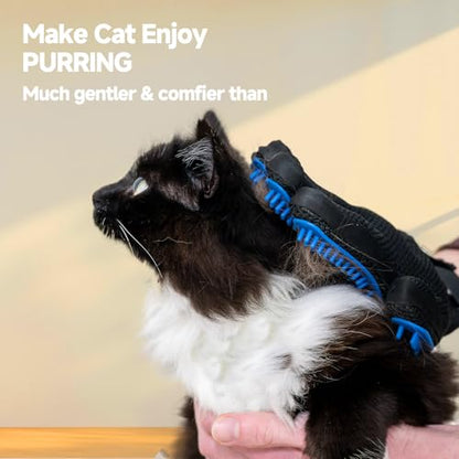 NVNAN 2-in-1 Pet Grooming Glove & Fabric Hair Remover - Reusabie, Silicone Massage Bristles,Static Adhesion for Quiuck Shedding Control,Safe for Dogs & Cats - color: Fabric Pet Hair Gloves+Pet Grooming Brush