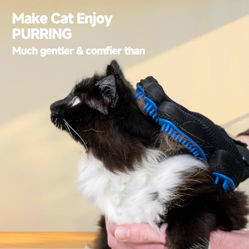 4 Pack Pet Grooming Kit - Deshedding Rake, Fine Tooth Comb, Grooming Gloves & Bath Brush for Dogs,Cats and Horses - Skin Friendly Deshedding Grooming Tool (Blue) - color: Grooming Rake Set