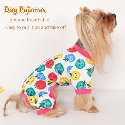 Dog Pajamas for Small Dogs, Soft Thin Pjs Jammies Cat Doggie, Summer Pet Cute Puppy Clothes Outfits Dogs Boy Girl(Red Apple, XS) - color: Red Apple, size: X-Small (Chest 11.8 in)