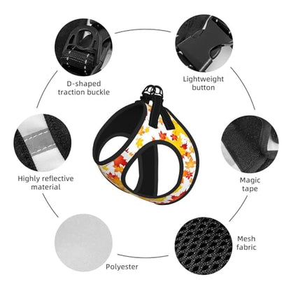 Maple Leaf Pet Harness Escape Proof Dog Harness Adjustable Mesh Padded Reflective Dog Vest Harness and Leash Set Medium - color: Style 4, size: Medium