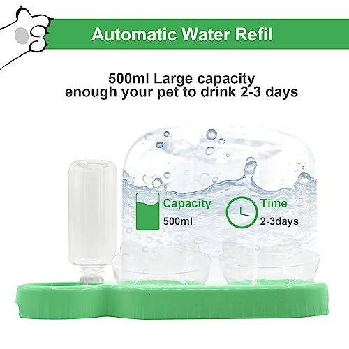 Triple Cat Bowls with Water Dispenser, Pet Whisker Friendly Water and Food Bowl Set with Non-Slip Mat, 15° Tilted Double Feeding Bowls, Elevated Wet and Dry Food Dish for Kitten&Small Dog (Mint) - color: Mint