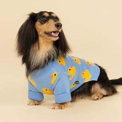 Fitwarm Funny Duck Dog Sweater, Thermal Dog Winter Clothes for Small Dogs Boy Girl, Pet Outfit, Blue, Yellow, Large - color: Duck, size: Large