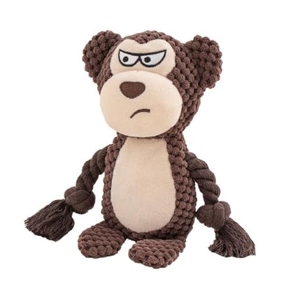 Dog Toys, Dog Squeaker Toys with Crinkle Paper, Stuffed Animal Dog Plush Chewing Toy, Cotton Rope Interactive Toys for Puppy, Small, Middle Dogs (Brown Monkey) - color: Brown