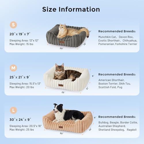 ZOMISIA Dog Bed Medium Size Dog - Large Rectangle Orthopedic Pet Bed with Fluffy Washable Cover and Anti-Slip Bottom, 30x24x9inches, Cream - color: Cream, size: 30"x 24"x 9"