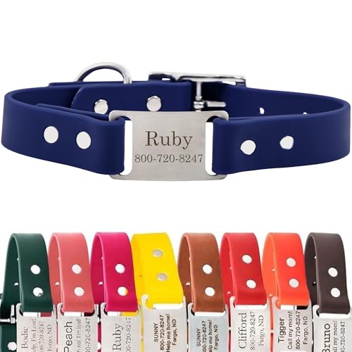 dogIDs Personalized Dog Collar – ScruffTag Custom Waterproof Biothane Dog Collar with Laser-Engraved Name, Durable & Odor-Resistant – USA Made | Navy, 1 in x 16 in (Fits Neck Sizes 14-18 in) - color: Navy, size: 1 in x 16 in (Fits Neck Sizes 14-18 in)