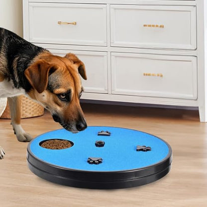 Adjustable Dog Nail Scratch Board with Treat Box 33x33x4cm Rotating Dog Nail Scratch Pad, Anti-Slip Interactive DogNail File Scratchs Pad, for Furniture Couch Floor Car Training Foraging - color: Blue