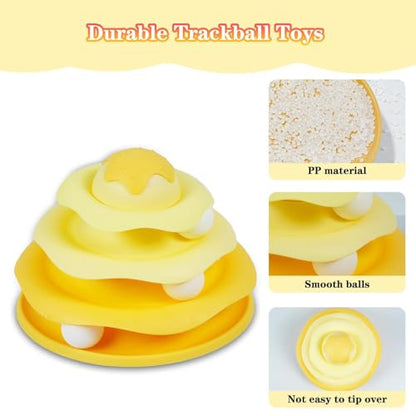 Cat Ball Track Toy, Cat Ball Tower, Multi-Level Design Cat Ball Track Toy, 3 in 1 Automatic Interactive Kitten Toy, Easy to Disassemble, Easy to Clean, Meet Your Cat's Exercise Needs (Yellow) - color: Yellow