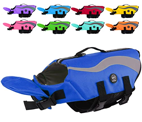 EMUST Dog Life Vests, Adjustable Life Jackets for Small Dogs with Enhanced Buoyancy, Small Dog Swim Vest with Durable Rescue Handle, Royal Blue,S - color: Royal Blue, size: S