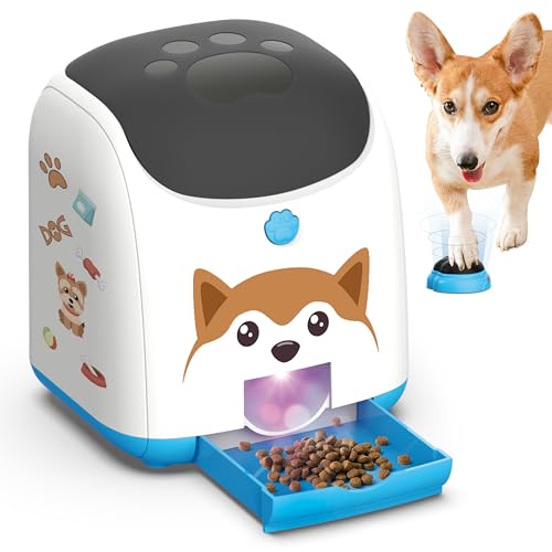 Dog Puzzle Feeder Toy – Remote Control Automatic Treat Dispenser with Light, Interactive IQ Training Slow Feeder, Large Capacity for All Dog Breeds - color: Blue