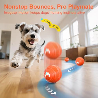 Interactive Dog Ball - Smart Toy for Small and Medium Dogs, Automatic Moving Ball, Rotating & Bouncing, Durable TPU+PC Shell, Toys that Keep Dogs Busy, for Dog (Orange)