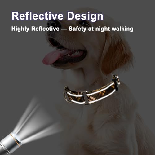 Fall Reflective Martingale Collar for Dogs with Quick Release Buckle Autumn Dog Collars (Brown Plaid, Medium) - color: Brown Plaid, size: Medium