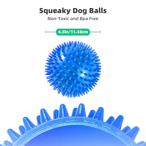 4 Pack 4.5” Squeaky Dog Balls for Large and Medium Dogs, Spiky Dog Toy Balls for Aggressive Chewers - color: Large Set of 4