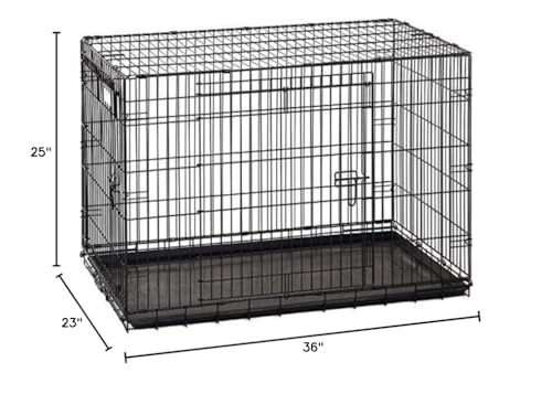 Precision Pet Products Two Door Great Crate Wire Dog Crate, 36 Inch, For Pets 50-70 lbs, With 5-Point Locking System - size: 36.0"L x 23.0"W x 25.0"H