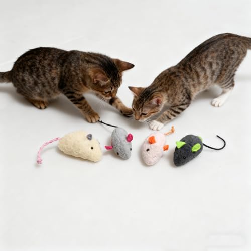 emours 12pcs Pack Mice Toys for Cats Kitten Plush Mouse Toys with Catnip,Colors Varies