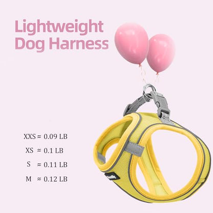 Sparkly Dog Harness Small Sized and Leash Set for Small Dogs Cats,Yellow XXS Puppy Harness, Step in Soft Dog Reflective Vest, Breathable Mesh Pet Harness. (Yellow, XXS) - color: Yellow, size: XXS