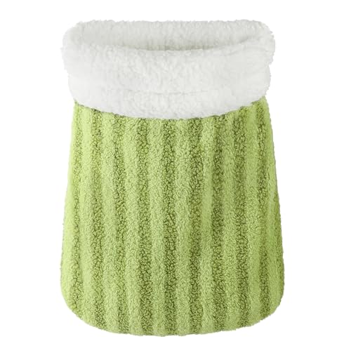 Cat Sleeping Bag Tunnel 360° Wrap Pet House Bed Warm Winter Sleeping Cuddler Cushion Hideaway Cave Plush Portable Soft Washable Room for Small Kitten Puppy Animals - color: Green