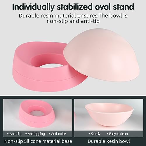 Bulldog Bowl Anti-Slip Dog Cat Dish Detachable Rubber Dog Bowl Pet Sterile Tilted Pet Feeder Slope Base (Pink, 3.5 Cup (Medium/Large Dog)) - color: Pink, size: 3.5 Cup ( Medium/Large Dog )