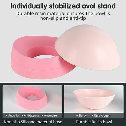 Bulldog Bowl Anti-Slip Dog Cat Dish Detachable Rubber Dog Bowl Pet Sterile Tilted Pet Feeder Slope Base (Pink, 3.5 Cup (Medium/Large Dog)) - color: Pink, size: 3.5 Cup ( Medium/Large Dog )