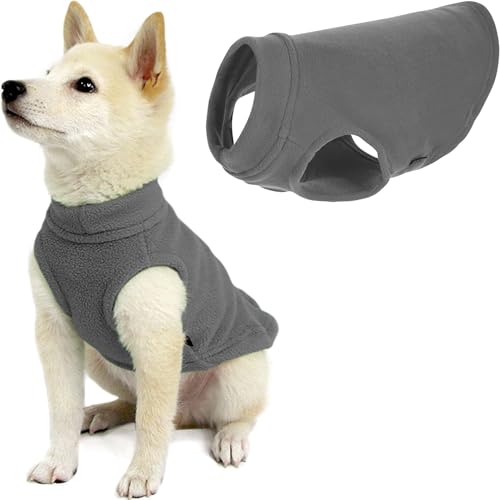 Gooby Stretch Fleece Vest Dog Sweater - Gray, X-Small - Warm Pullover Super Stretchy Fleece Dog Jacket for Small to Large Dogs - color: Gray, size: X-Small Length (7")