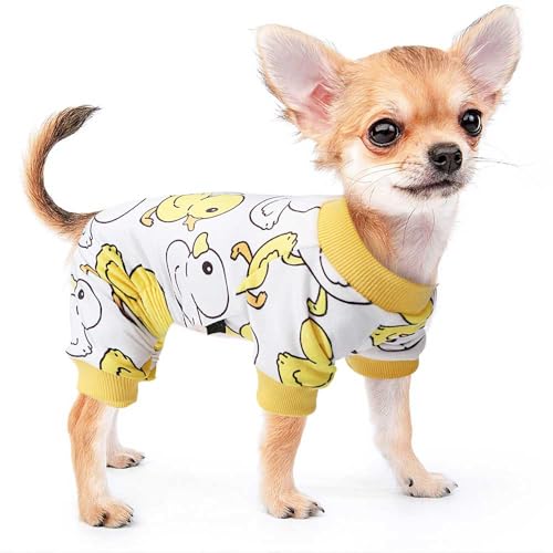 Dog Pajamas for Small Dog, Yorkie Chihuahua Pjs,Stretchable Medusa Design Pet Apparel, Clothes Teacup, Sleepwear Medium Dogs, Comfortable Puppy Jumpsuit (Yellow Duck, Medium) - color: Duck, size: Medium (Chest 18.5in)