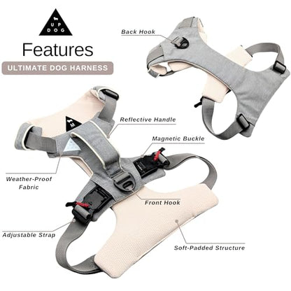 Effortless No-Pull Dog Harness with Magnetic Buckle – One-Hand On/Off Comfort Fit for Small, Medium & Large Breeds | Soft Padded, Adjustable, and Durable by Up Dog Shop (Large) - size: Large (55-90+ lbs)