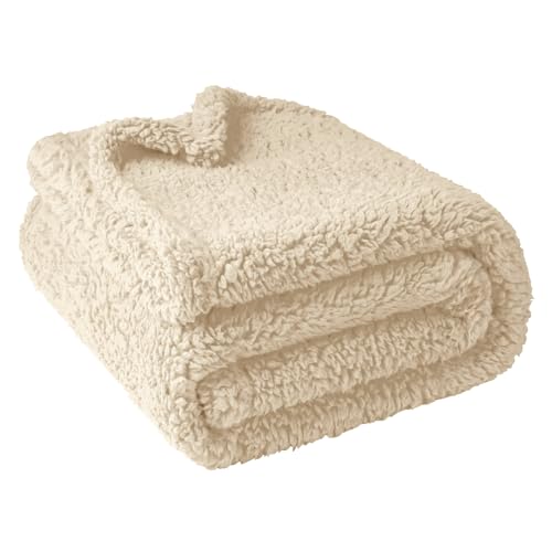 furrybaby Dog Blanket Soft Dog Blankets for Large Dogs Puppy Essentials Washable Sherpa Fleece Cat Blanket 40x47 Inches for Bed Furniture Couch Sofa (Large, Beige) - color: Beige Blanket, size: 40x47in (pack of 1)
