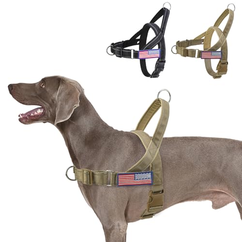 BINGPET No Pull Dog Harness for Large Dogs | Escape-Proof & No-Choke | Soft Padded Vest with Handle & Reflective Front Clip | Quick-Fit for Training, Hiking & Daily Walks | Brown, L - color: Yellow, size: L (Chest 25-31in)