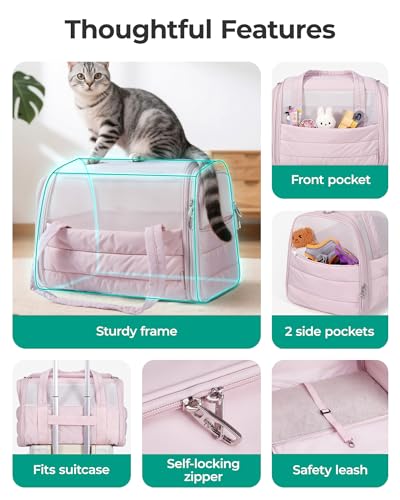 BAGSMART Cat Carrier: Soft-Sided Pet Carrier for Small Medium Cats Dogs Puppy Quilted Collapsible Puffy Travel Bag Up to 20 Lbs Black - color: Black, size: 18.1"L x 11.0"W x 11.0"H