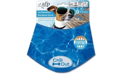 ALL FOR PAWS Dog Cooling Bandana, Cooling Bandanas for Medium Dogs, Dog Cooling Neck Wrap, Cooling Scarf for Dogs, Blue Ice Dog Neck Cooler for Summer (S) - size: S