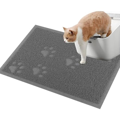 Darkyazi Cat Litter Box Mat for Floor Litter Trapping Mat Non-Slip Backing, Scatter Control, Easy Clean, Water Resistant, Soft on Paws (15.75" x 11.75",Grey) - color: Grey