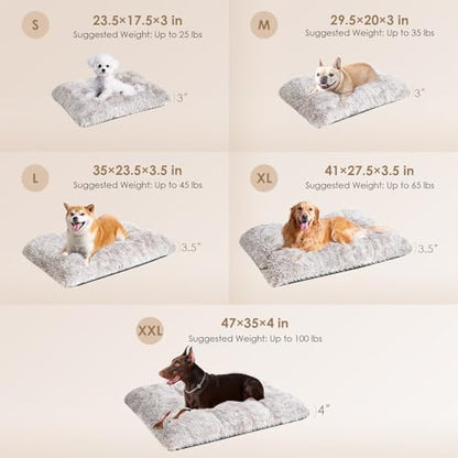 EHEYCIGA Fluffy Dog Crate Bed for Medium Dogs, Plush Faux Fur Crate Pad, Calming Anti Anxiety Medium Dog Bed, Washable Soft Warm Mat with Non-Slip Bottom, Brown - color: Brown, size: 29.5 x 20
