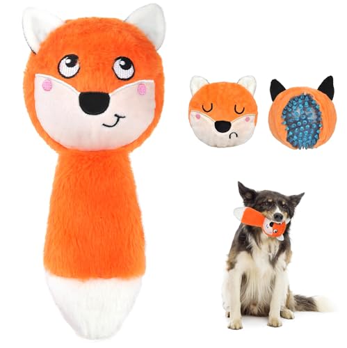 Fida Squeaky Dog Toys for Aggressive Chewers 3 in 1, Dog Chew Toys with 3 Layers,Interactive Dog Toys for Large Dogs Balls to Keep Them Busy for Small Medium Dogs(Fox) - color: Orange Fox