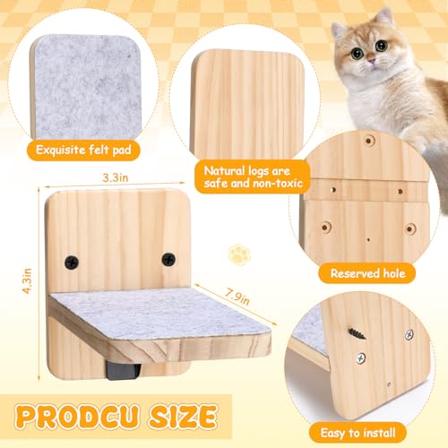 CroBlissful 8 Pack Cat Wall Steps Climbing Shelf Wall Mounted Cat Stairs Scratcher Pad for Cats Perch Platform Supplies